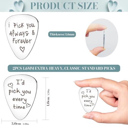 PATPAT® 4PCS Guitar Picks Couple Gift Engraved I Pick You Always Forever Id Everytime Stainless Steel Acoustic Music PATPAT® 4PCS Guitar Picks Couple Gift Engraved I Pick You Always Forever Id Everytime Stainless Steel Acoustic Music